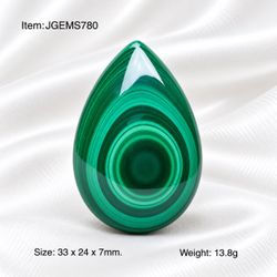 Natural High Concentric Bullseye Malachite Teardrop Cabochon 69ct Gemstone
