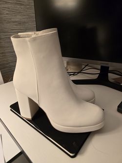 White Ankle Boots - Size 8