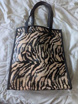New Animal Print Tote Bag With Black Handles