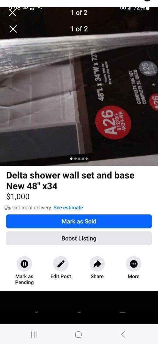 Delta Shower Wall Set With Base New