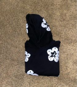 Black Hoodie with White Floral Print