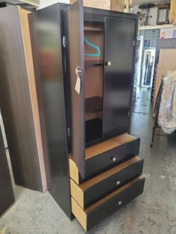 New Black Wardrobe Closet Cabinet With Shelving & Drawers Available In Other Colors 