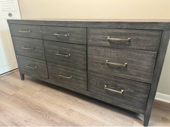 Large 9 Drawer Dresser – Dark Wood Finish – Modern Style