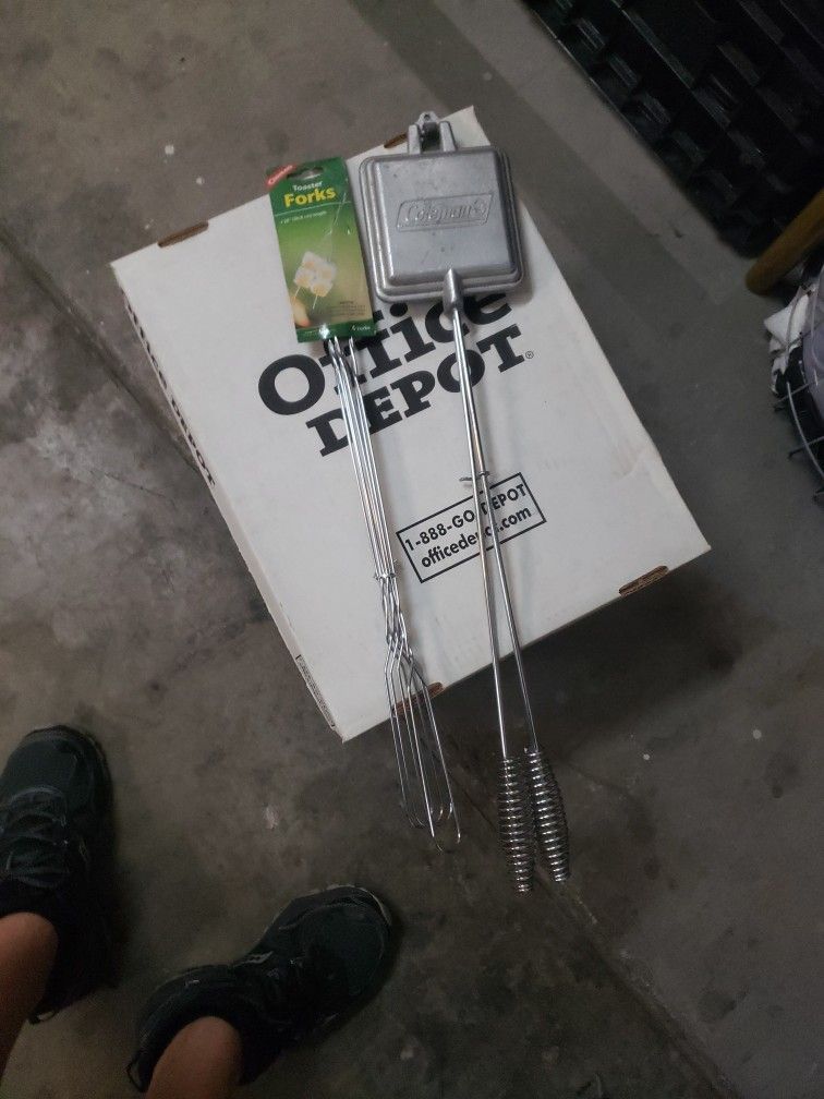 S'mores forks and grilled cheese Over the campfire