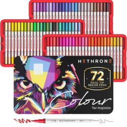 Hethrone Dual Tip Brush Pens/Markers 72 Pc