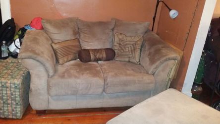 Awesome Microsuede Tan Loveseat Couch
