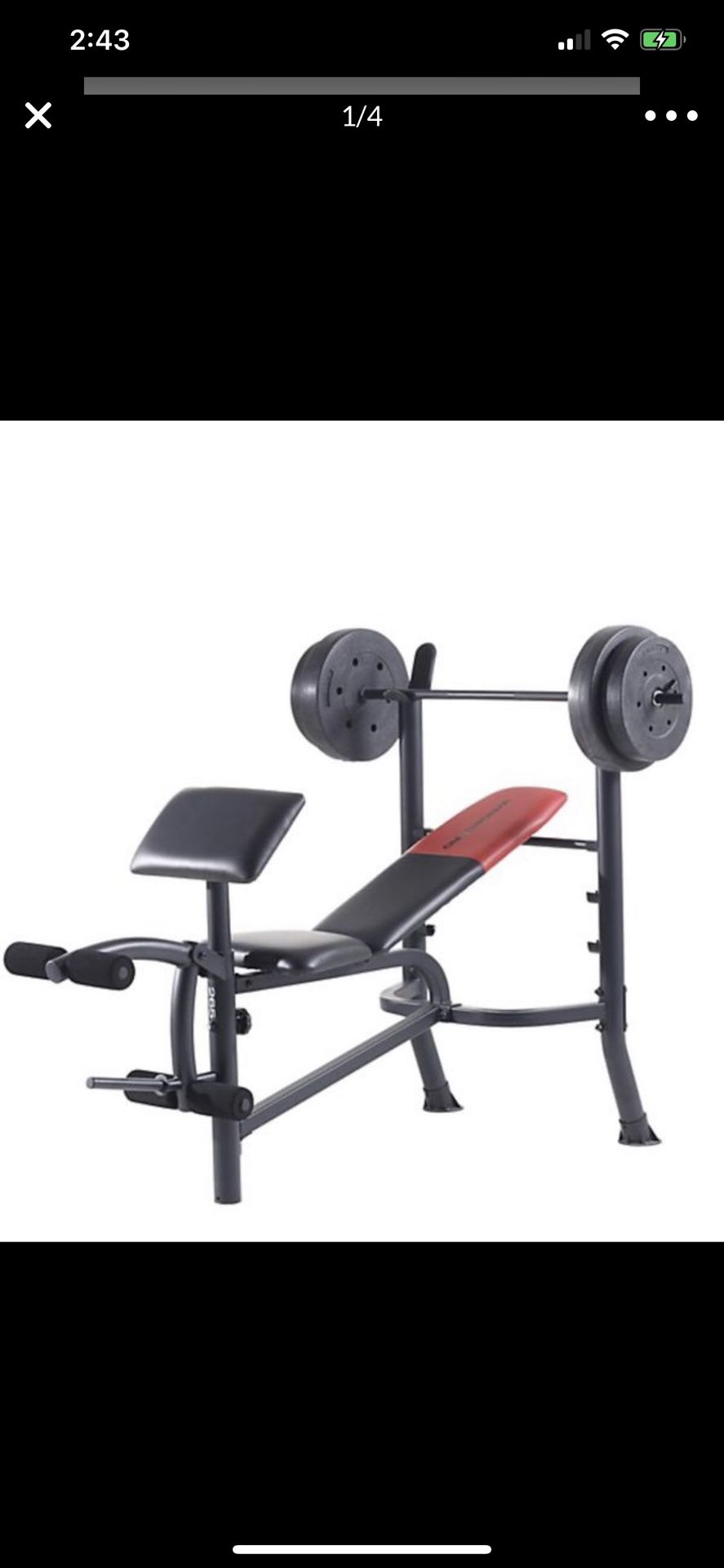 New in box Weider Pro 265 Standard Bench, Bar, and WeightSet