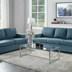 Elmont Blue Sofa and Loveseat

