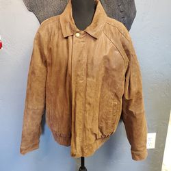 Vintage Wilsons Leather Men's Bomber Jacket Brown Zip Up Collared  Size: Large 