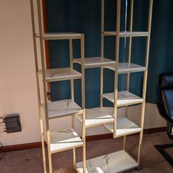 Gold And Faux White Marble Bookshelf