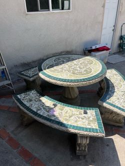 Mosaic Tile Concrete Table