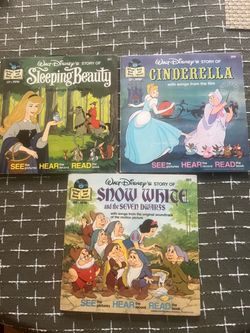 Vintage Walt Disney Read-Along Book and Record Set of 3