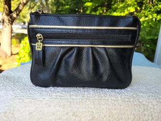 Relic by Fossil Black Multi Zip Crossbody Bag Organizer purse gold tone