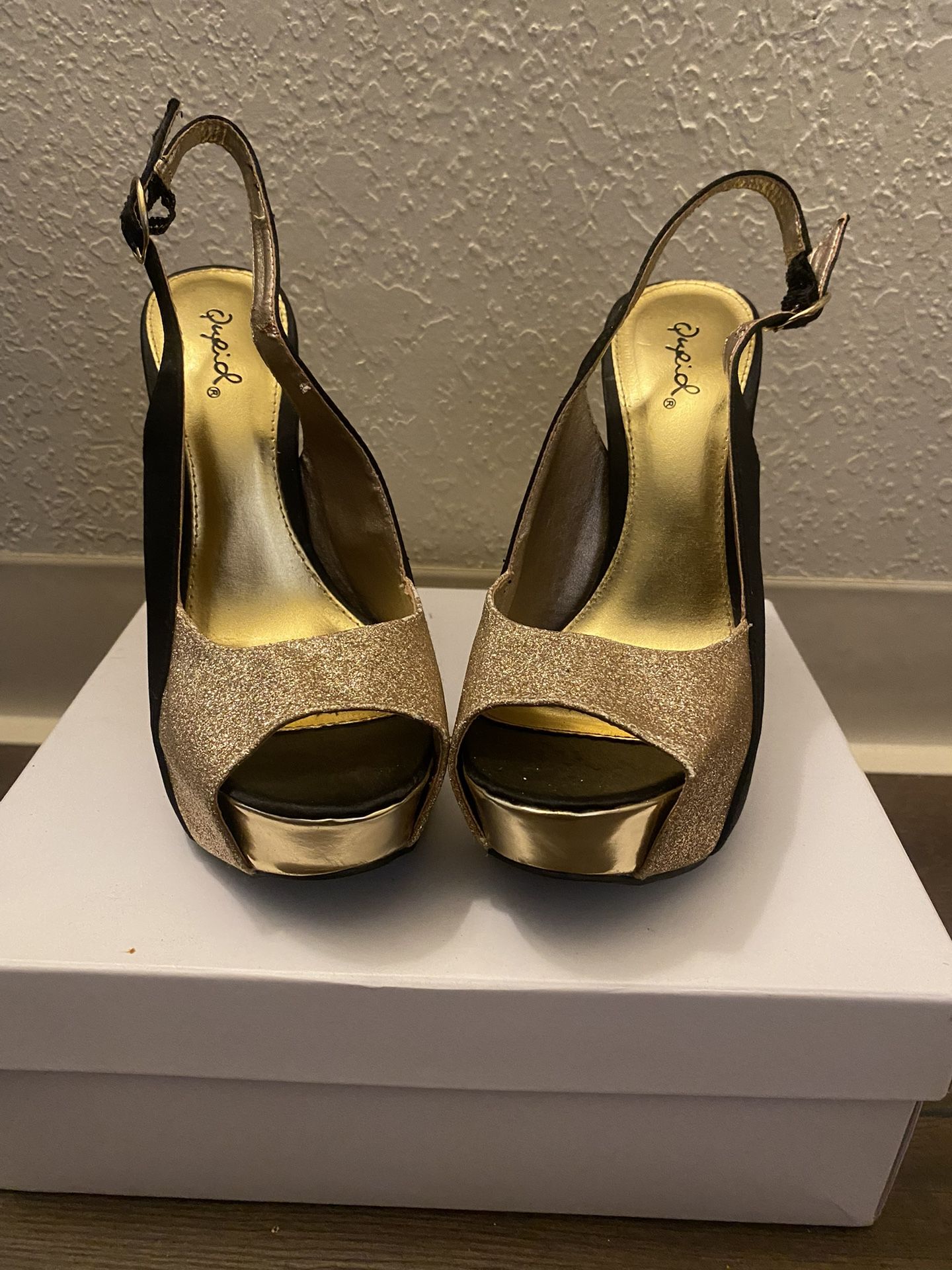Gold And Black High Heels 