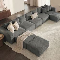 186inch Modular Corduroy Sectional Sofa