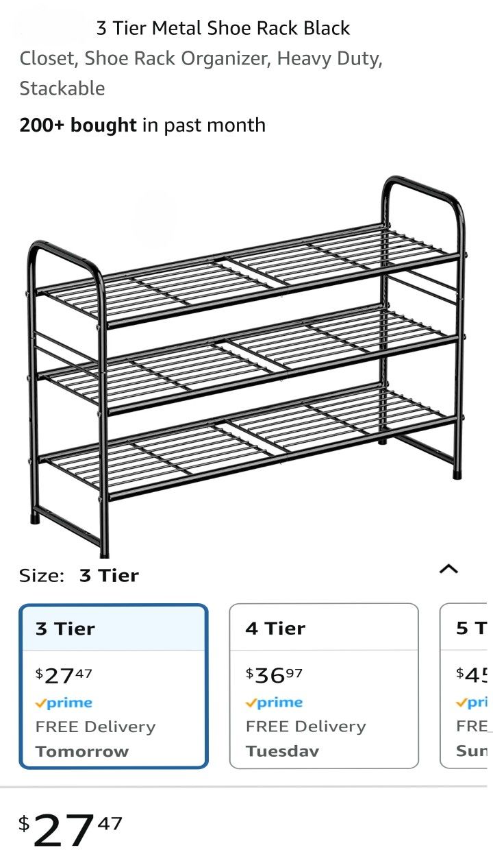 Shoe Rack (3 Tier) Stackable