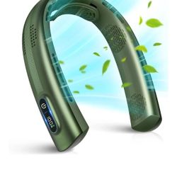 Neck Fan - 7000mAh Portable Neck Fan Rechargeable, LED Battery Display, Hands-Free, 360° Cooling Neck Fan, Bladeless Wearable Personal Fan for Hot Fla