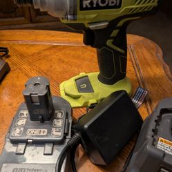 RYOBI 18V CORDLESS IMPACT WITH BATTERY AND CHARGING BASE
