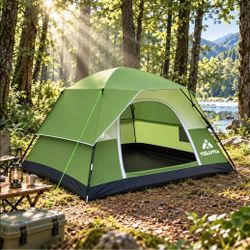 2-3 Person Camping Tent with Floor, Waterproof Windproof Dome Tent for Family, Lightweight Easy Setup Outdoor Backpacking Tent for Hiking, Travelling