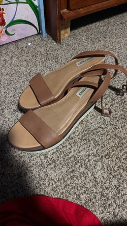 Steve Madden Marco Cognac Leather Platform Sandals - Size 9M