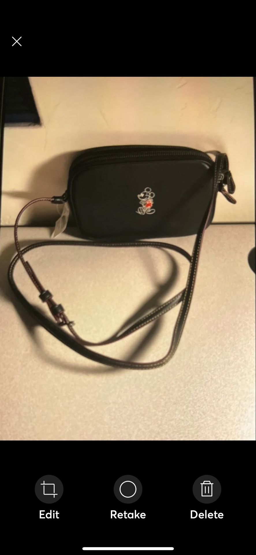 New Coach Mickey Mouse 2 Zipper Crossbody Purse