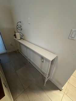 Modern White Console Table with Built-In Power Outlets & USB Charging