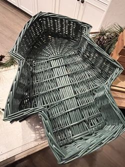Large Green Wicker Tree Shaped Basket- Great For Gift Basket