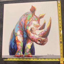 Rhino Painting on Canvas 16”x16”