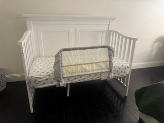 White Convertible Baby Crib with Mattress