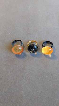 Set of 3 Wire-Wrapped Glass Gem Rings
