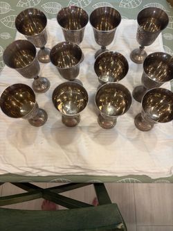 Etched Silver Plated, Brass Goblets