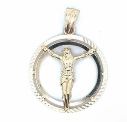Men’s Woman’s 14k Yellow Gold Jesus Crucifix Medallion Pendant For Necklace GP3111253