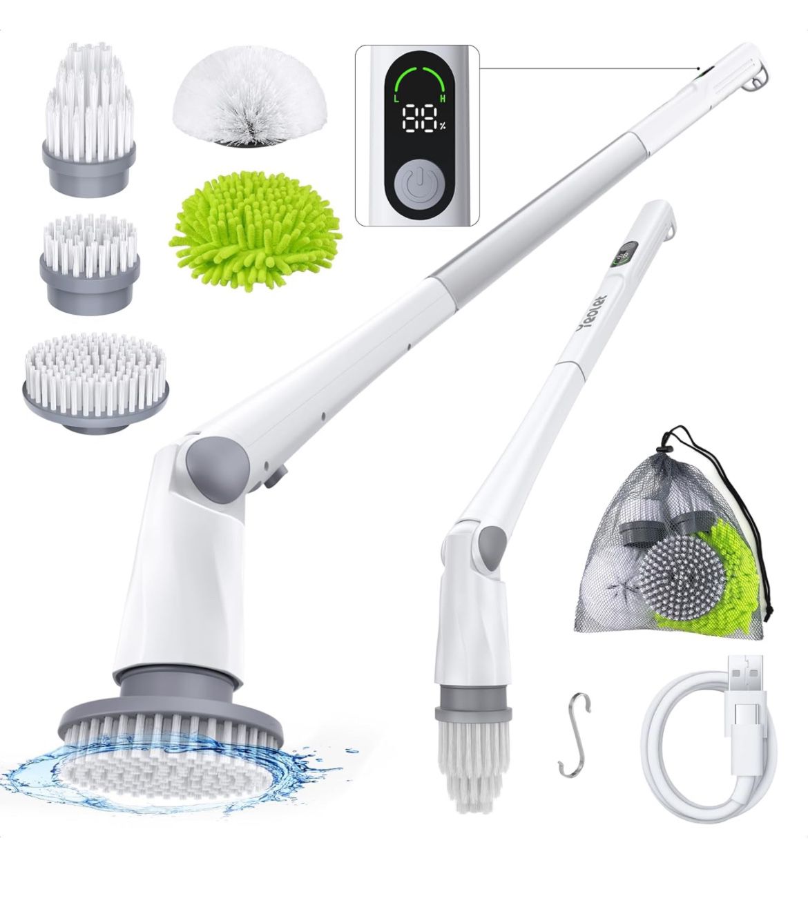 Electric Spin Scrubber【3 Angles Adjustable】 IPX7 Waterproof Cleaning Brush