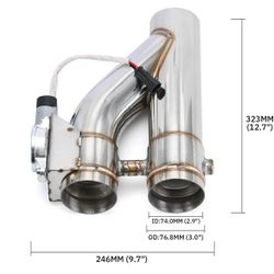Universal 3 Inch Stainless Steel Exhaust Pipe 2PCS Kit