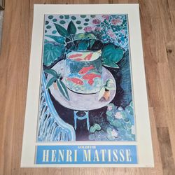Henri MATISSE Rare 1987 Lithograph Unframed Poster "GOLDFISH" 1912 36x24"