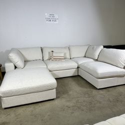 White RH Style Modular Cloud Sofa Sectional