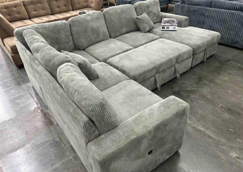 New X-Large 92x119x60 Sleeper Sectional Couch With Storage / Free Delivery 