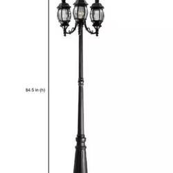 Riviera 3-Light Black Cast Aluminum Line Voltage Outdoor Weather Resistant Post Light with No Bulb Included 