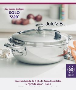 Princess House. Cacerola De 8 Qts Vida Sana 5 Ply Nueva En Su Caja 