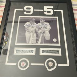 Ted Williams And Joe DiMaggio Autograph Picture With Frame With Authenticity 