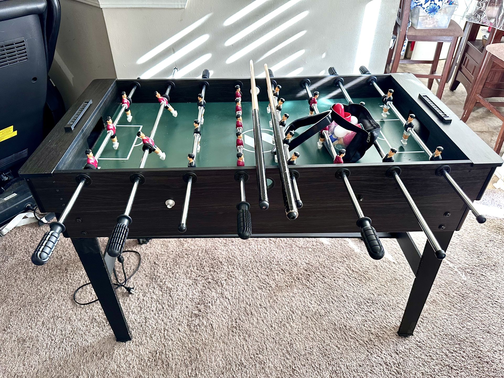 4 In 1 Game Table: Foosball, Billiards, Ping-Pong, And Air Hockey
