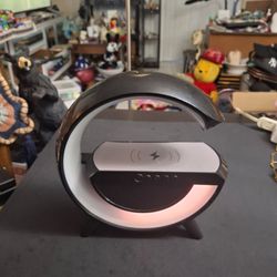 G-Shaped 3-In-1 Multifunction Smart Lamp - Bluetooth Wireless Speaker, Wireless Charging Station & LED Night Light (No Charging Cable) Tested Works Gr