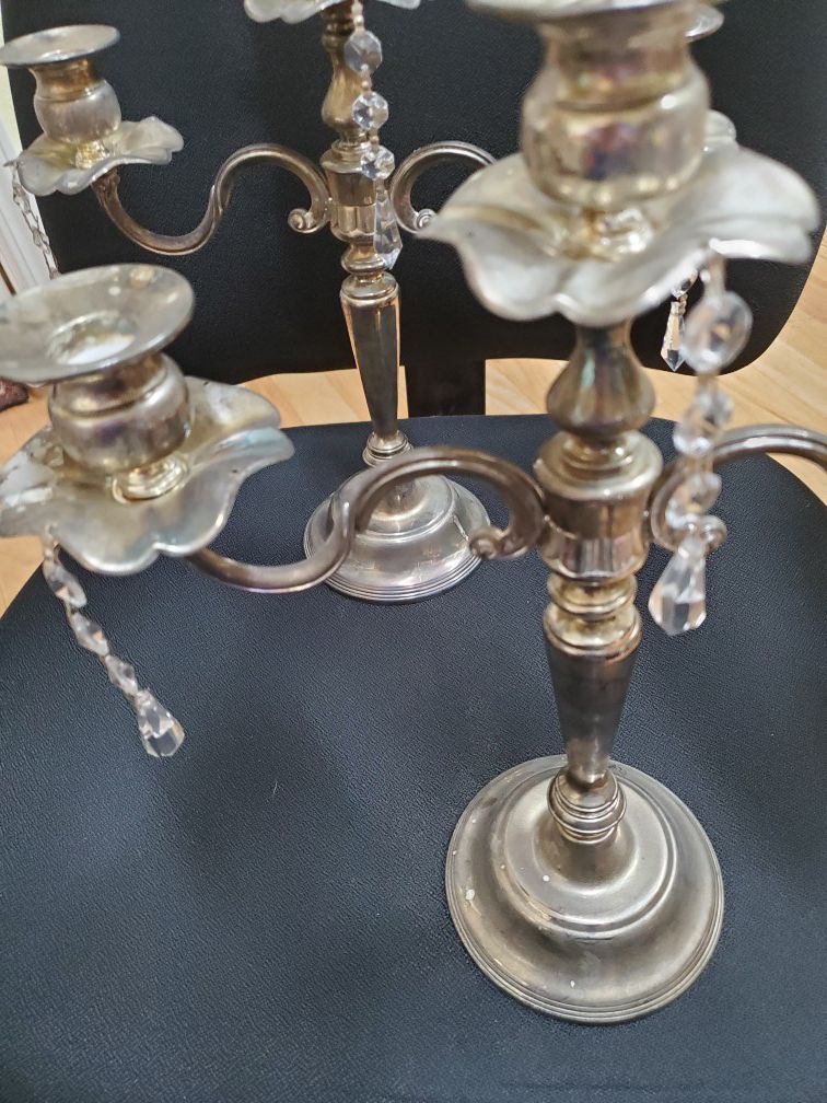 Silver plate candle holders