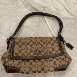 Coach Hampton Signature brown shoulder cross body bag