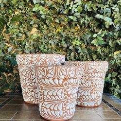 Set of 3 Talavera Vase Pot Planters