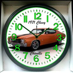 1971 Chevy Chevelle Garage Shop Glow In The Dark Wall Clock New!
