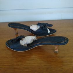Denim bow slide mules Noeud denim Sandal