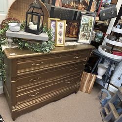 Vintage Solid Wood Dresser on Casters