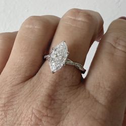 NEW! 4CT. Marquee Cut Certified Moissanite Gemstone Engagement Ring, Please See Details 💕