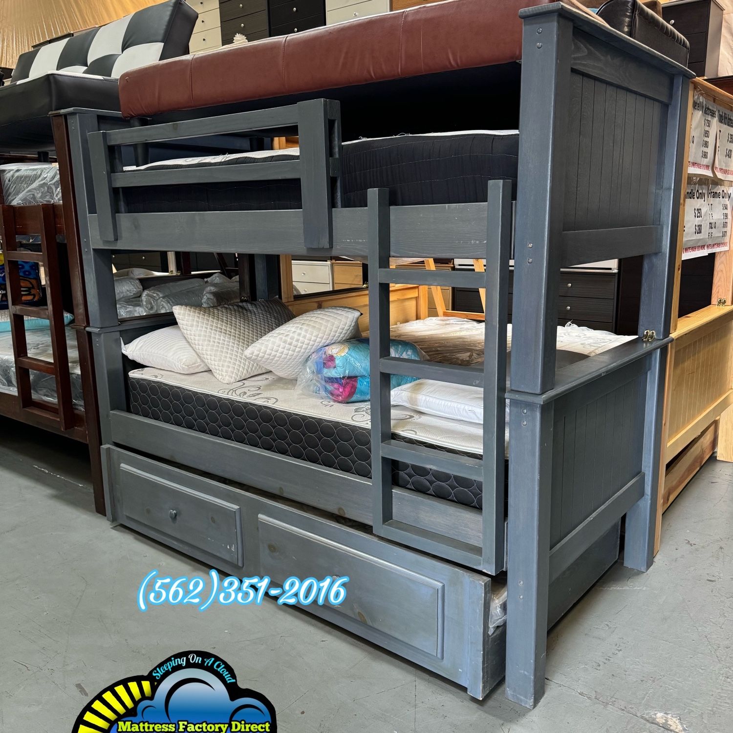 Triple Twin Bunk Bed Grey With Mattresses New Triple Trundle 